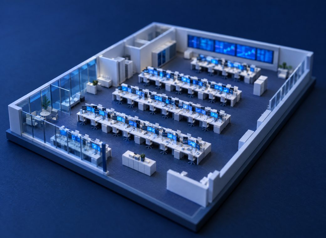A model of an open-plan trading floor